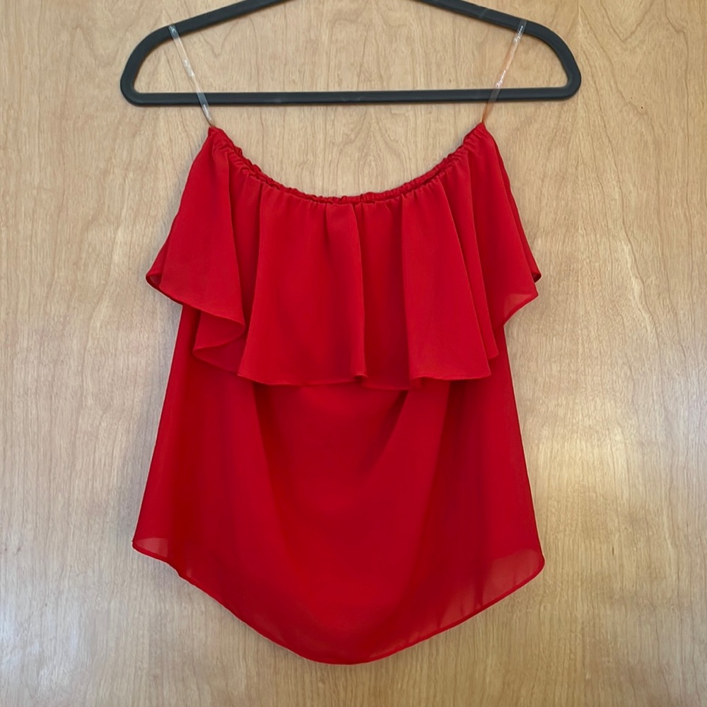Red chiffon tube top